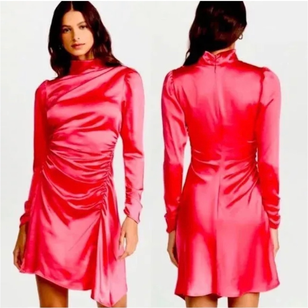 ALC Joss Long Sleeve Ruched Asymmetric Hem Dress